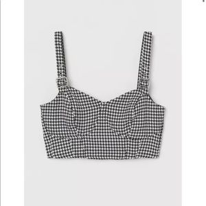 H&M black and white houndstooth crop top